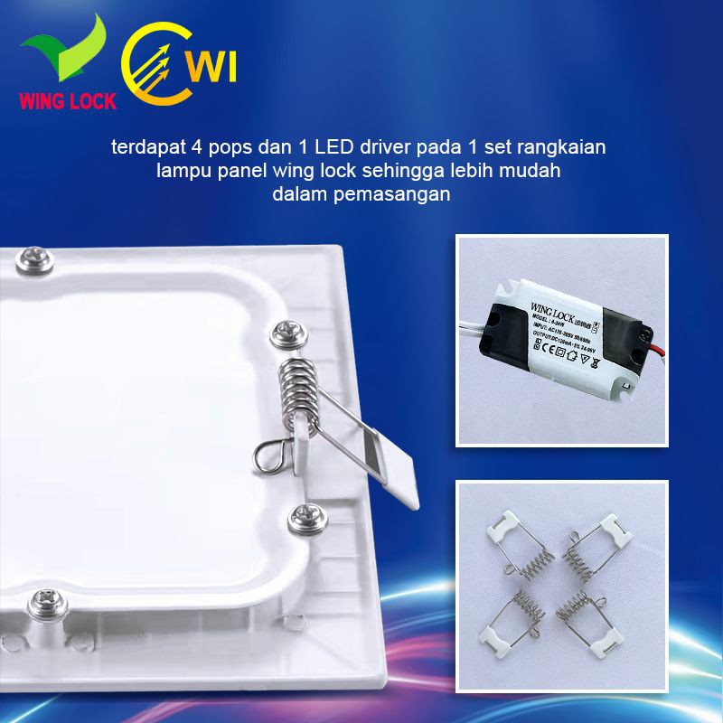 Downlight IB Kotak LED Panel 6W 9W 12W 18W Wing Lock/Lampu InBow WL