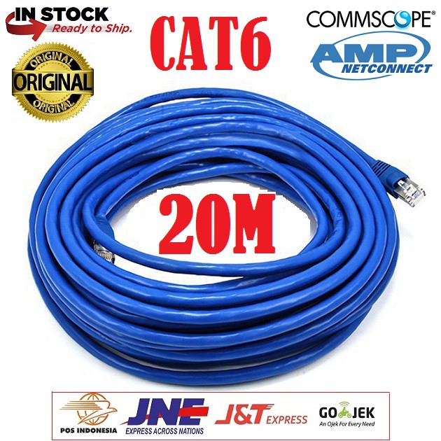 Kabel LAN Cat6 20M UTP AMP Commscope Original Siap Pakai 20 Meter