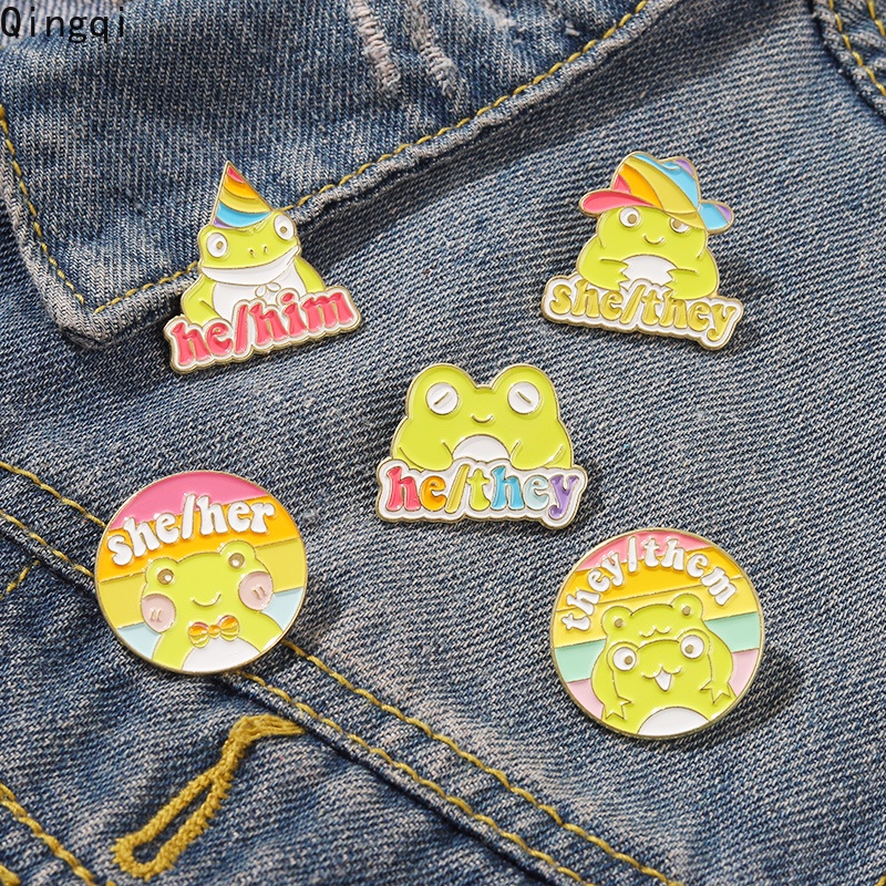 Bros Pin Enamel Desain Kartun Hewan Katak Untuk Anak