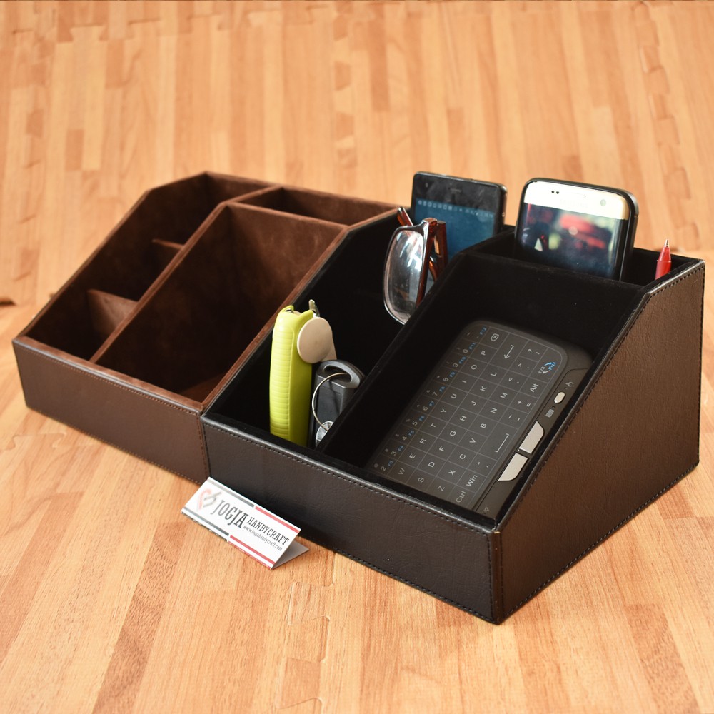 Exclusive Pen Holder Tempat Pensil &amp; alat tulis kantor - PU Leather desktop storage Stationery