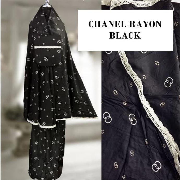 Ori&Terjamin Mukena Dewasa Bali Jumbo Chanel Black, Mukena Jumbo Rayon