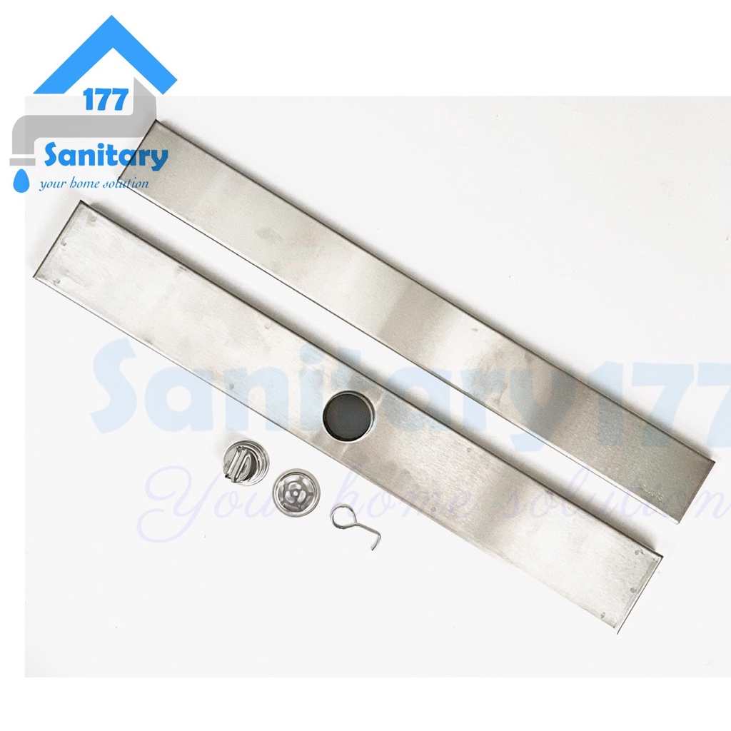 Saringan got Tile Drain panjang 60cm stainless 304 Tebal T96-Floor Drain long linear anti kecoa tikus minimalis pembuangan air mandi strainer stenlis bisa isi keramik /B13