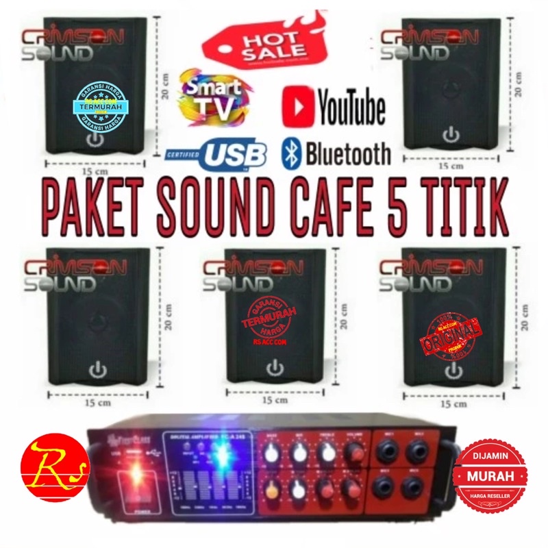 Paket Sound Cafe Gantung 5 Titik Amplifier Bluetooth Usb