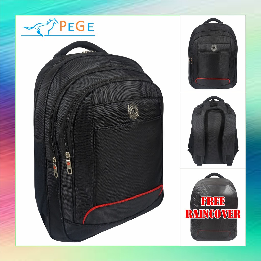 Ransel Laptop Punggung Pria Wanita Ada Slot Laptop Bahan Waterproof Free Raincoat - Polo Global 9824