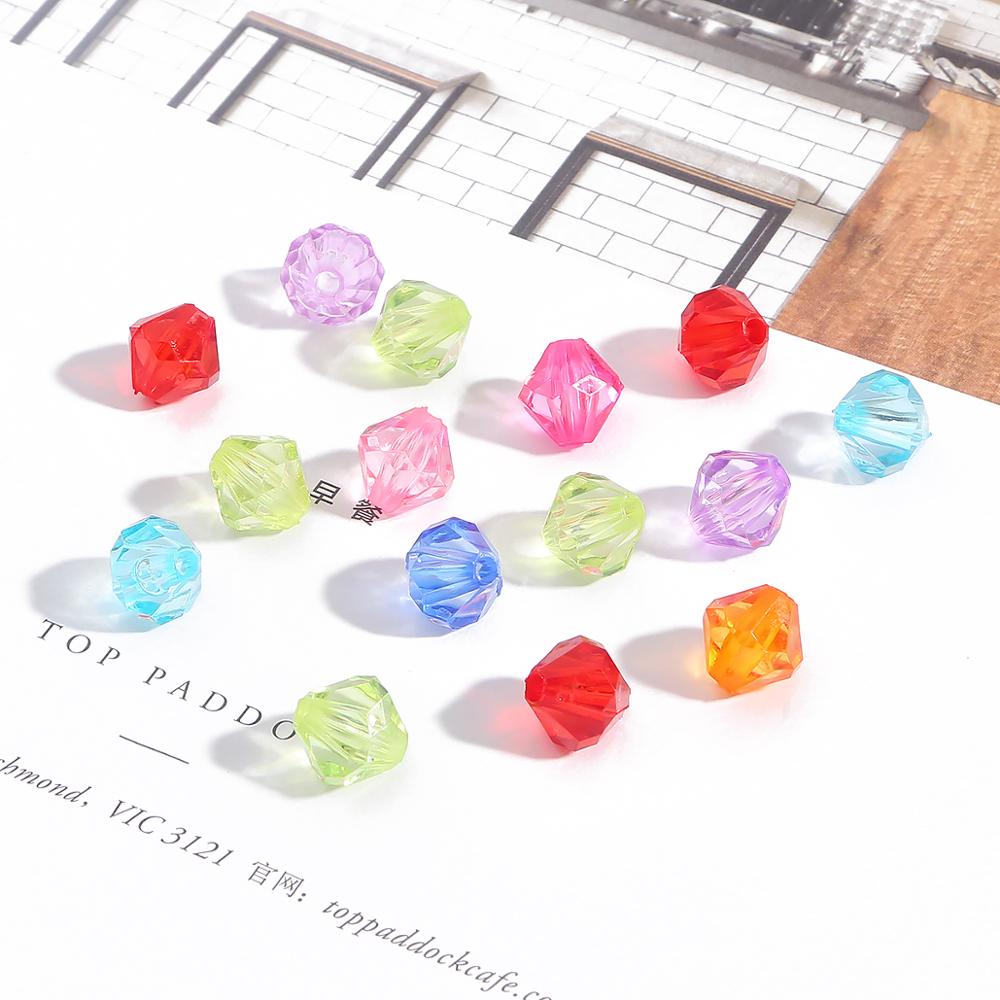 50-500pcs 4 / 6 / 8 / 10mm Manik Kristal Akrilik Bulat Warna Campur Untuk Membuat Perhiasan Diy 5301