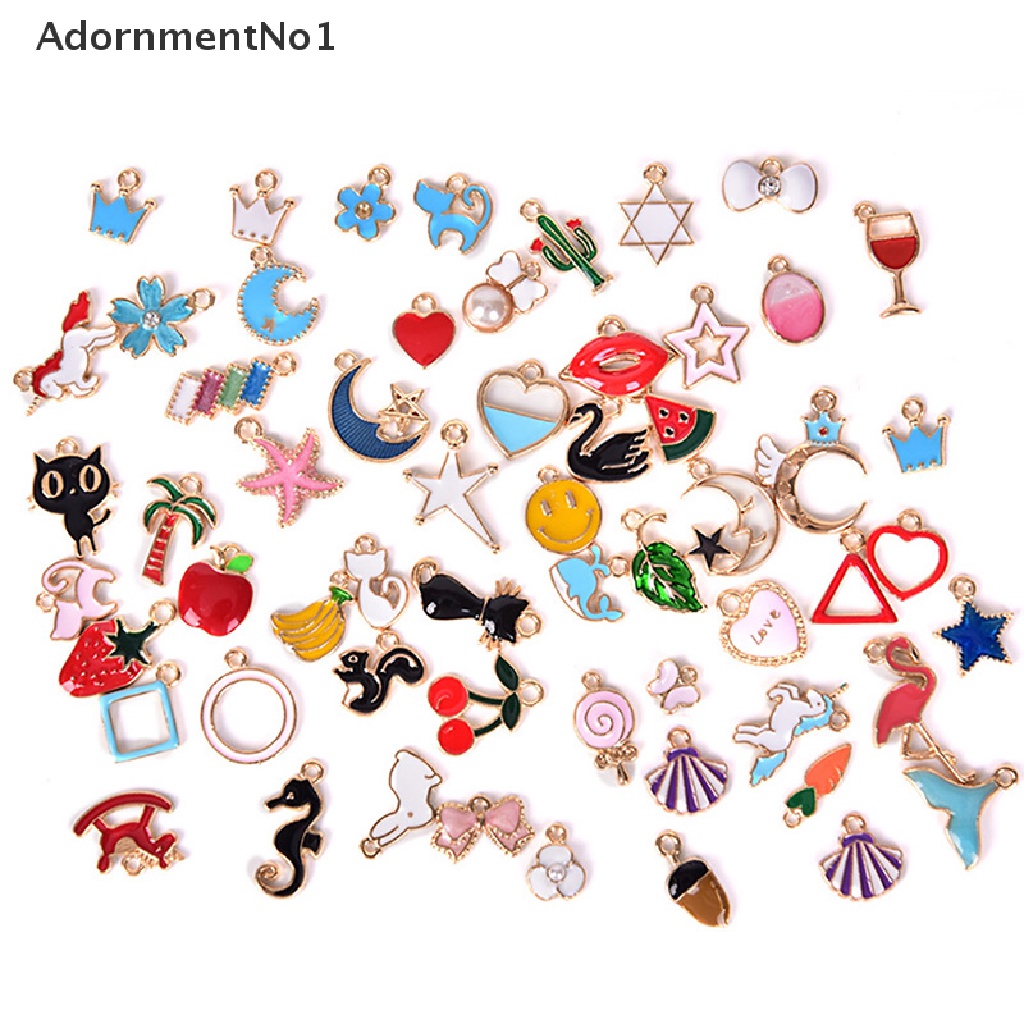 (AdornmentNo1) 30pcs / Set Liontin Enamel Bentuk Hewan / Bulan / Bintang / Buah Untuk DIY Craft / Perhiasan