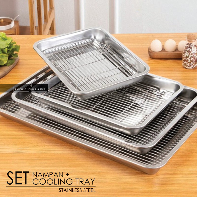 Cooling Tray  SET Nampan 50cm Tatakan Saringan Peniris Minyak Panggangan Multifungsi Medium Large