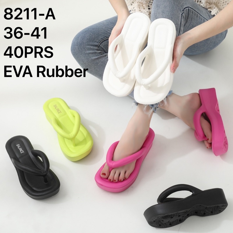 SANDAL WEDGES JEPIT BANGKOK WANITA IMPORT KARET EVA RUBBER BALANCE 8211