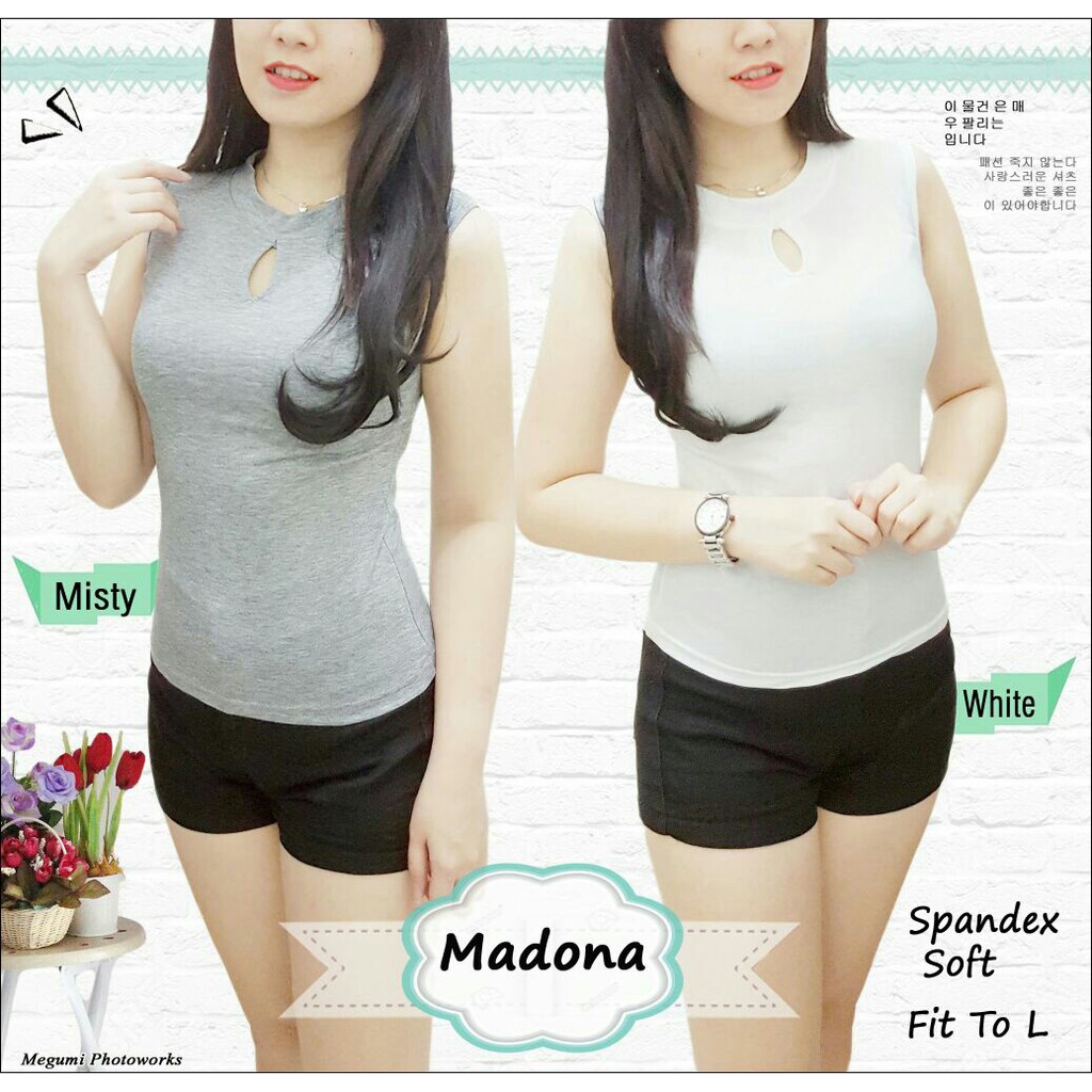 [Madona RO] blouse wanita spandex hitam dan putih