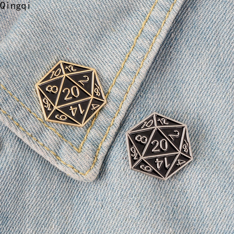 D20pcsset Bros Pin Enamel Bentuk Dadu Dungeons Dragons Untuk Aksesoris Pakaian