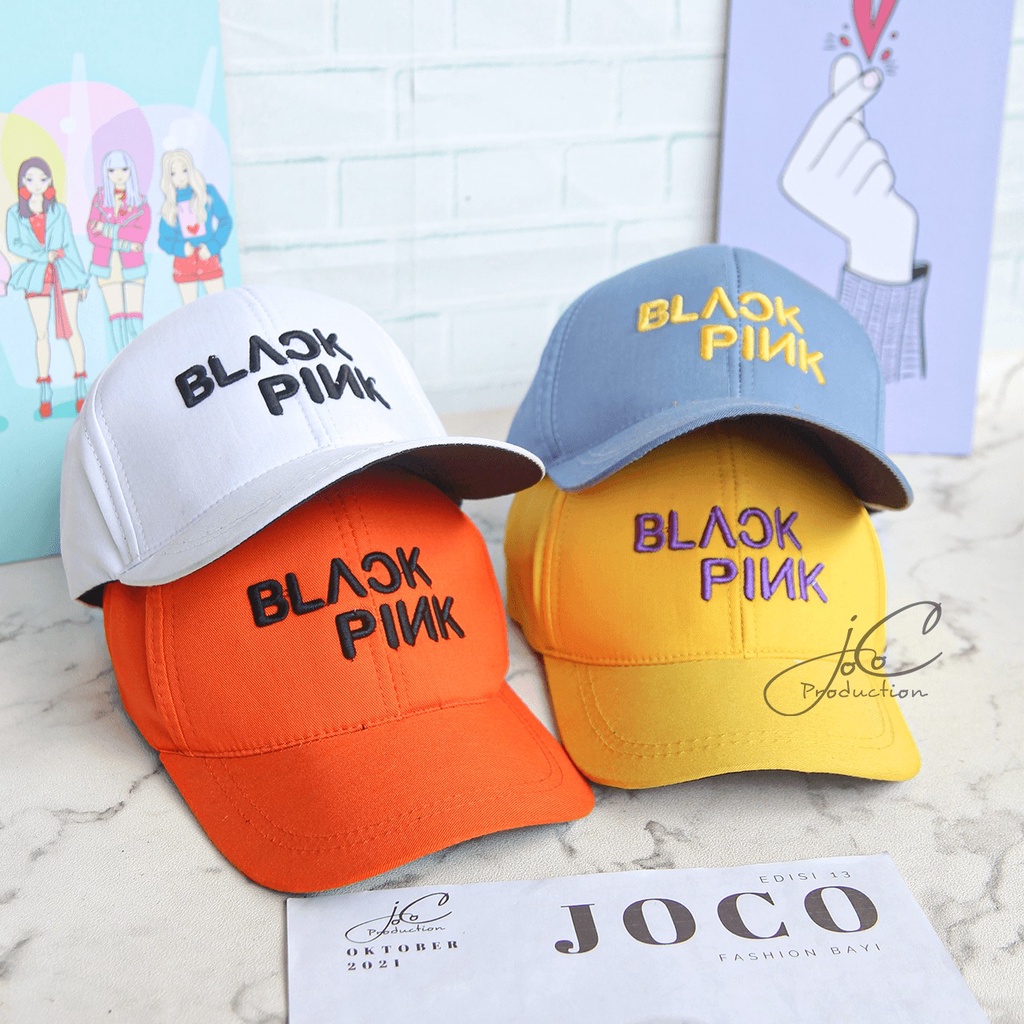 PHILEO | TOPI BASEBALL ANAK FASHION HAT TOPI MOTIF BORDIR UNISEX TOPI MOTIF BLACK PINK BORDIR-6