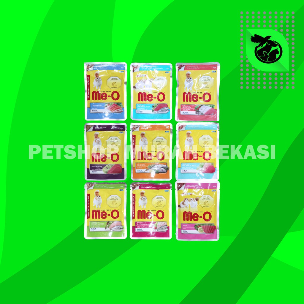 Meo Makanan kucing Cat Food Pouch Wetfood Sachet 80 Gram