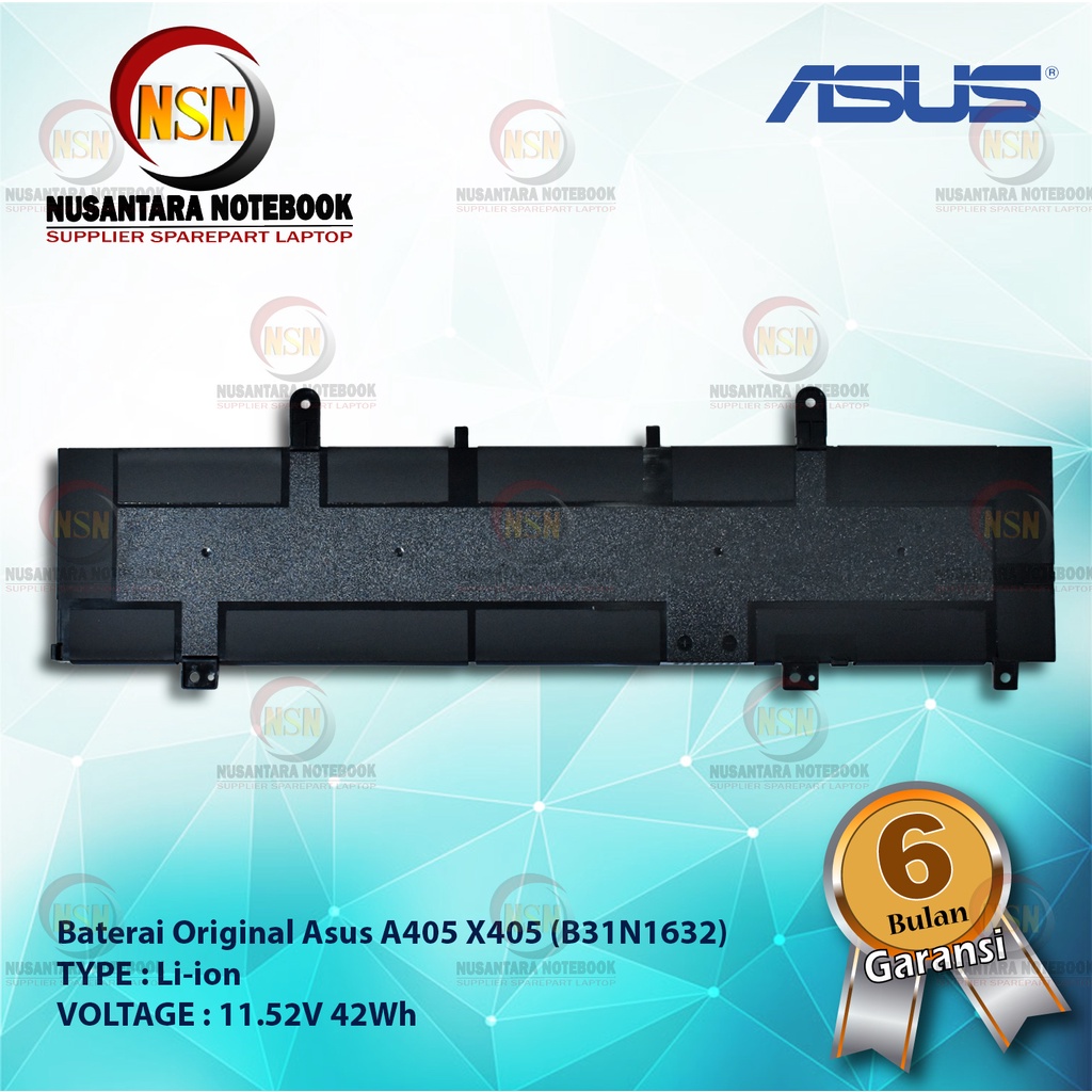 Baterai Original Asus B31N1632 For Asus A405 X405 11.52V 42Wh