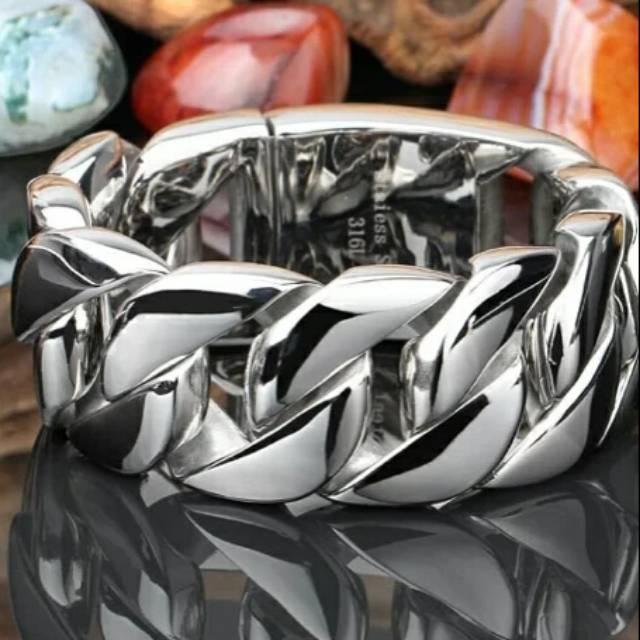 Gelang Pria Titanium Asli Stainless Steel