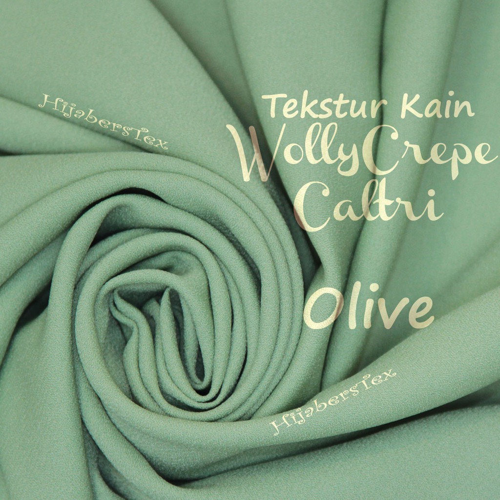 Hijaberstex 1 2 Meter Kain Wollycrepe Caltri Olive Shopee Indonesia