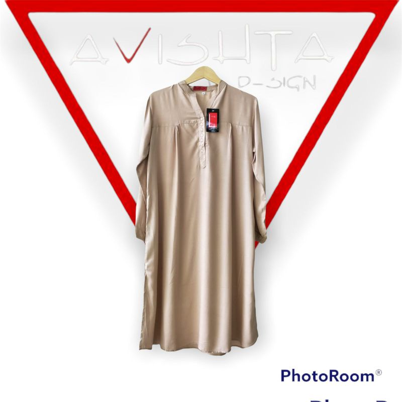 Tunik polos rayon coksu coklat susu Tunik katun rayon Tunik polos jumbo lasenta by avishta d-sign co