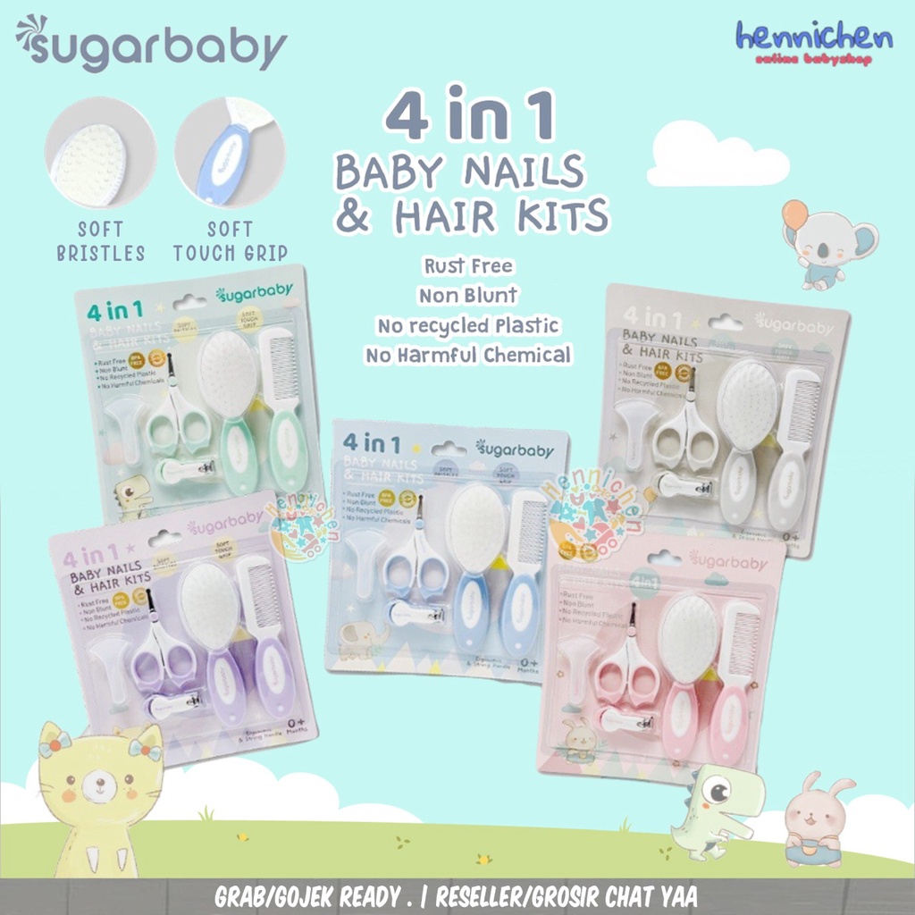 Sugar Baby Manicure 4in1 Baby Nail &amp; Hair Kits (Perlengkapan Perawatan Kuku dan Rambut Bayi 4in1)