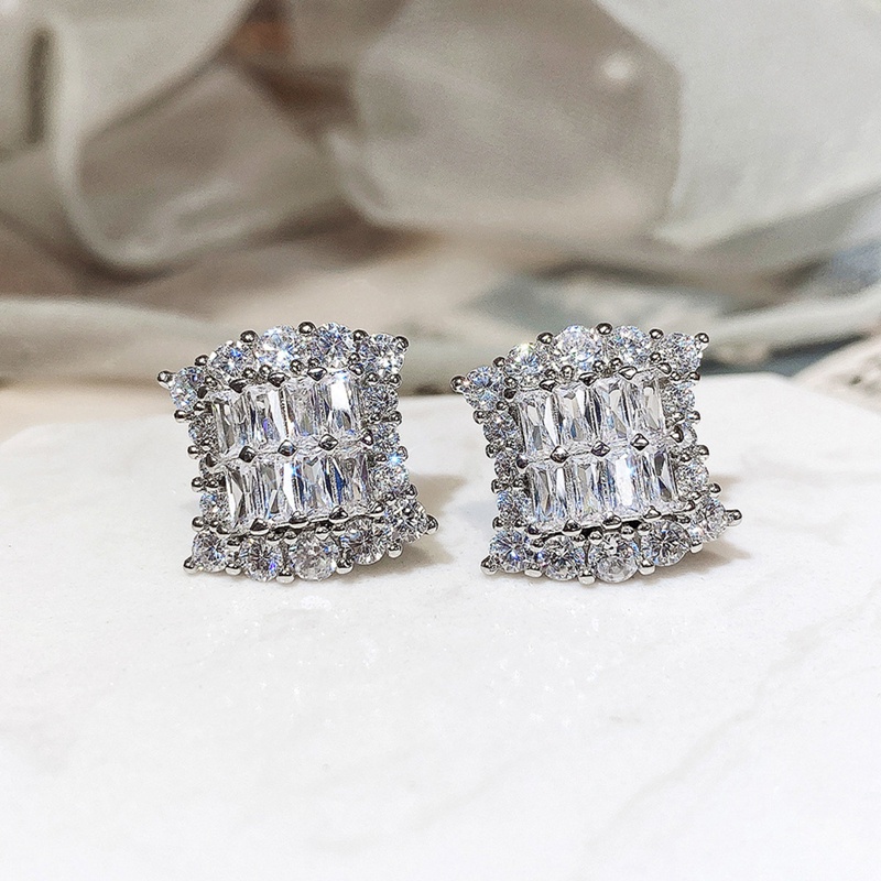 Fancyqube Anting Stud Cubic Zirconia Kristal Serbaguna Untuk Aksesoris Wanita