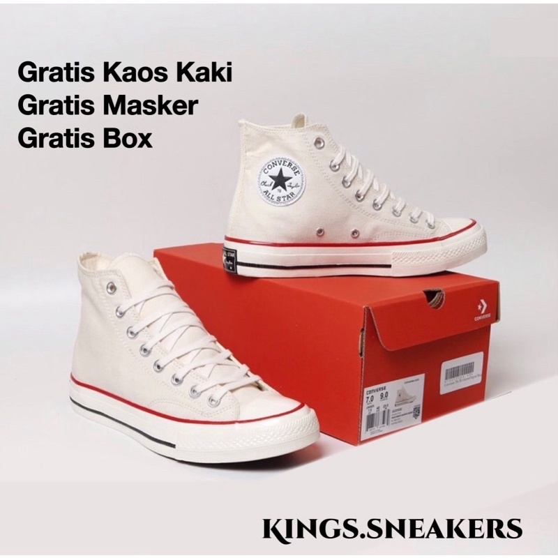 Sepatu Sneakers Pria CONVERSE Tinggi 70s HIGH CREAM PREMIUM QUALITY