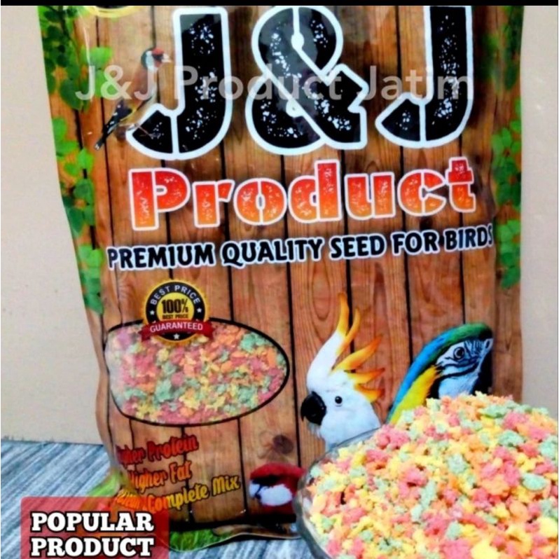 PAKAN J&amp;J FLAKES EXTRA FOOD 500 GR EGG FOOD EXTRA SAYUR BUAH