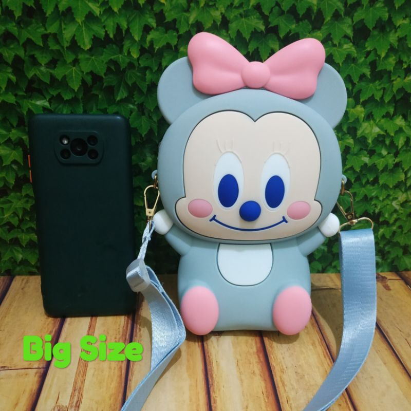 Tas Selempang Jelly Jumbo Karakter Minnie Mouse Biru Muat HP