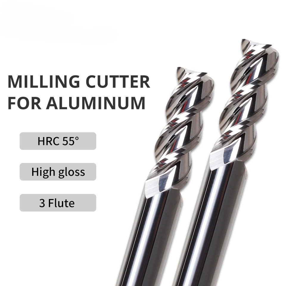 Mata Bor Aluminum Milling Cutter Router Micro Grain Carbide End Mill 3 Blade 12x12x100 mm - VC01 - Silver