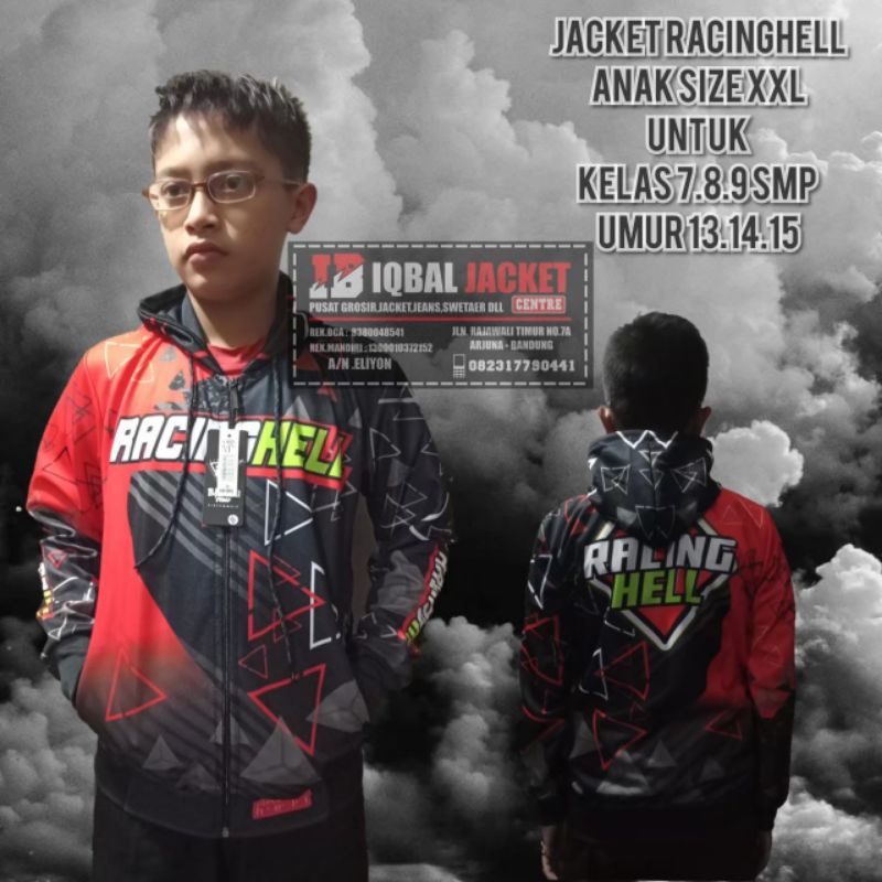 COD JAKET ANAK RACING HELL PRINTING ORIGINAL DISTRO MERAH Jaket anak sweater anak pria cowok wanita 