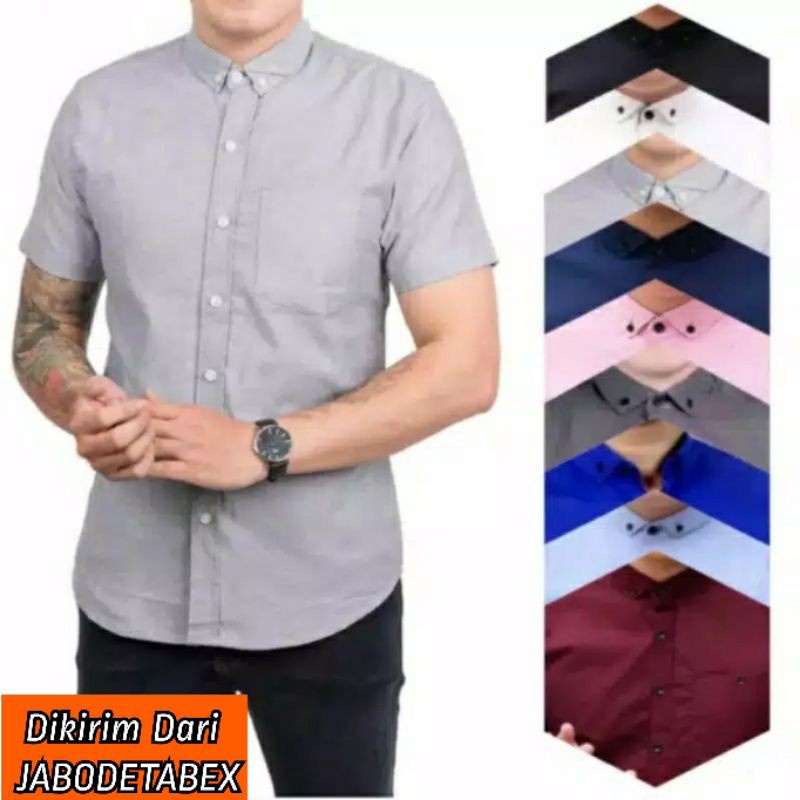 BARU Kemeja Formal Kantor Pria Dewasa Brand Distro Lengan Pendek Hem Polos Original Surfing Slimfit