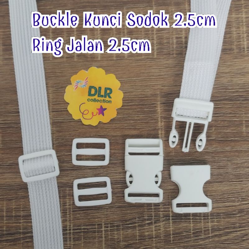 Buckle Kunci Sodok 2.5 cm, Ring Jalan 2.5 cm PUTIH dan HITAM
