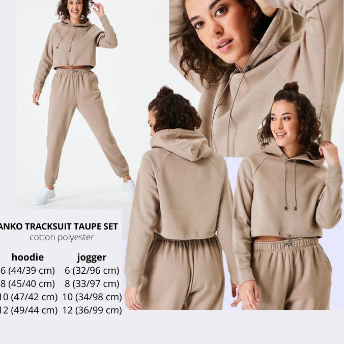 Set Hoodie & Jogger Wanita Murah Anko Tracksuit Taupe Termurah