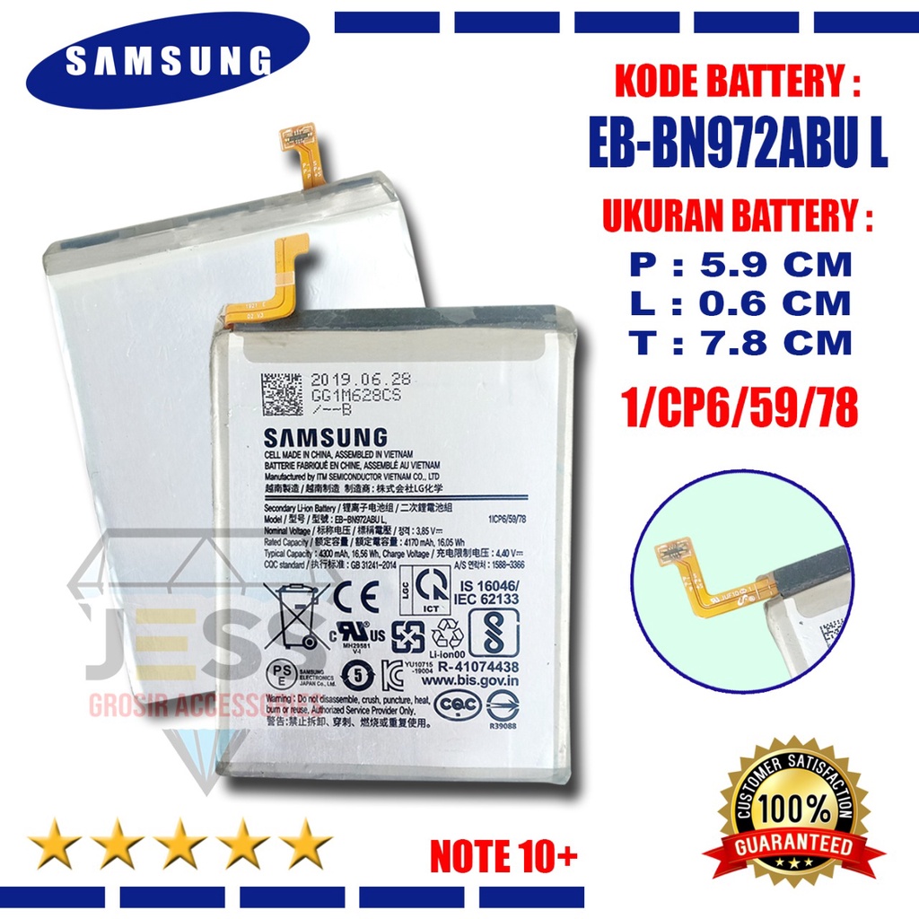 Baterai Original SAMSUNG Galaxy Note 10 Plus &amp; Note 10+ &amp; N975 &amp; N975F &amp; SM-N975F Kode Battery EB-BN972ABU