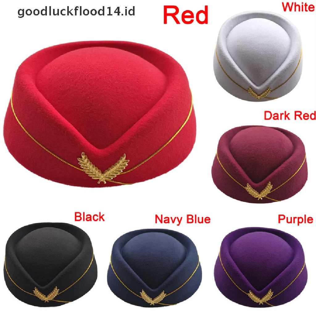 [OOID] Cosplay Airline stewardess Cap Hat Wool Uniform Plane Fans Women Stage Perform ID