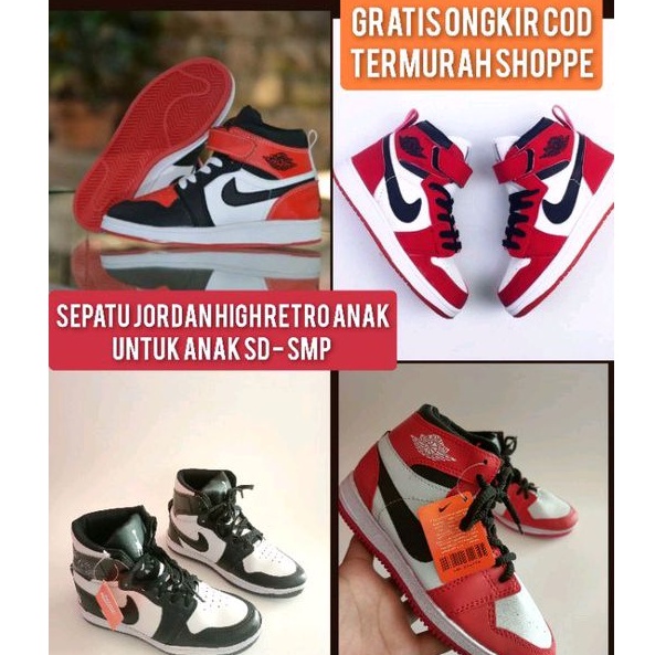 Sepatu Jordan High Retro toe Anak UK 26 - 35 Sepatu sekolah anak laki