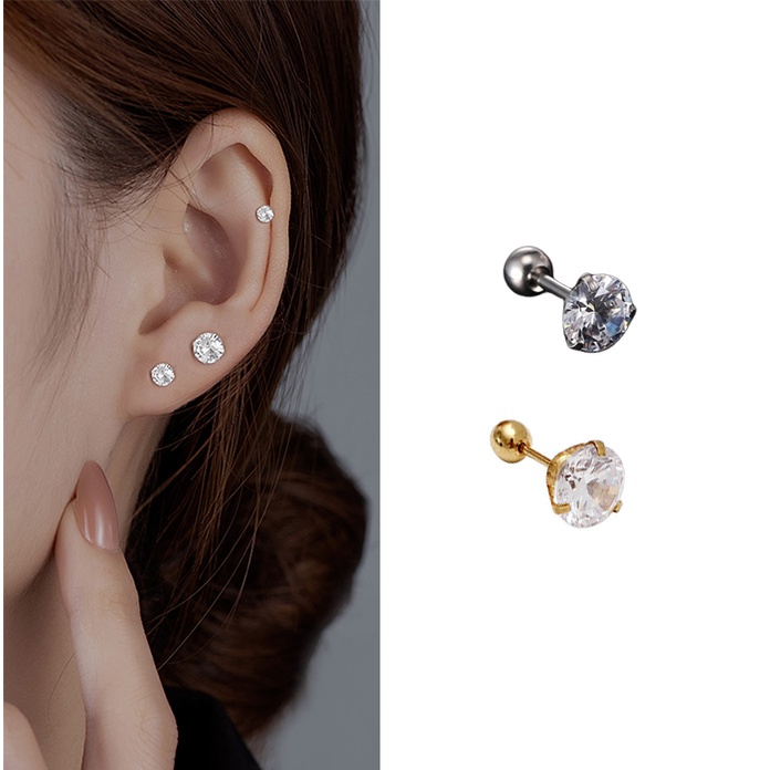 [✅READY STOCK] 1 Pc Anting Mini  Stainless Steel Tulang Rawan Tragus Mode Kristal Anting Zirkon Simple Penjualan Panas Mode