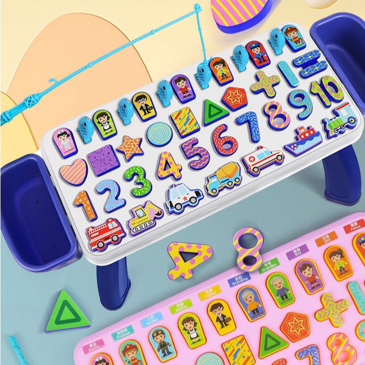 [FUNNY]Mainan Papan Dan Meja Edukasi Anak Huruf Angka Warna Bentuk Pekerjaan Dan Pancingan Ikan Magnet All In One / Mainan Belajar Dini Anak / Mainan Pancingan Ikan Magnet