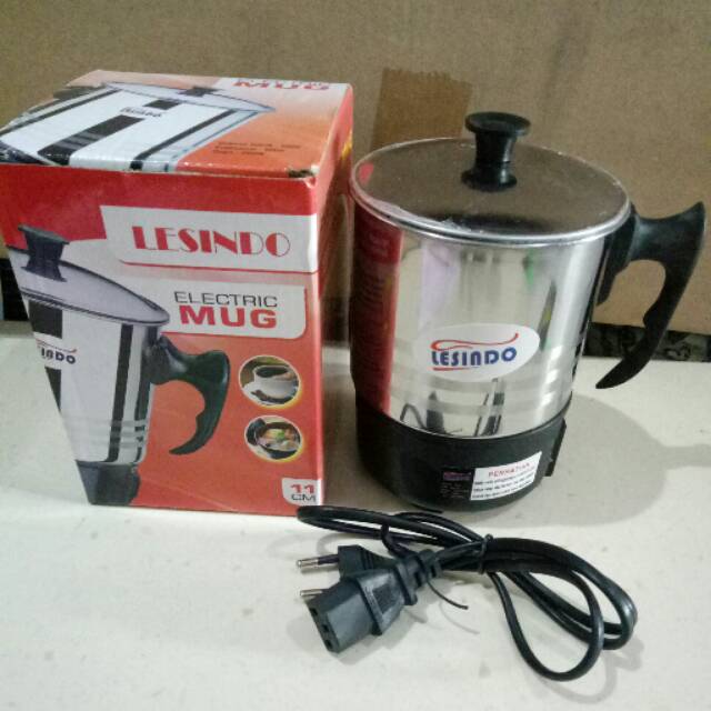Teko listrik panci listrik mug elektrik 11cm stainless pemanas air panci masak electric mug Lesindo