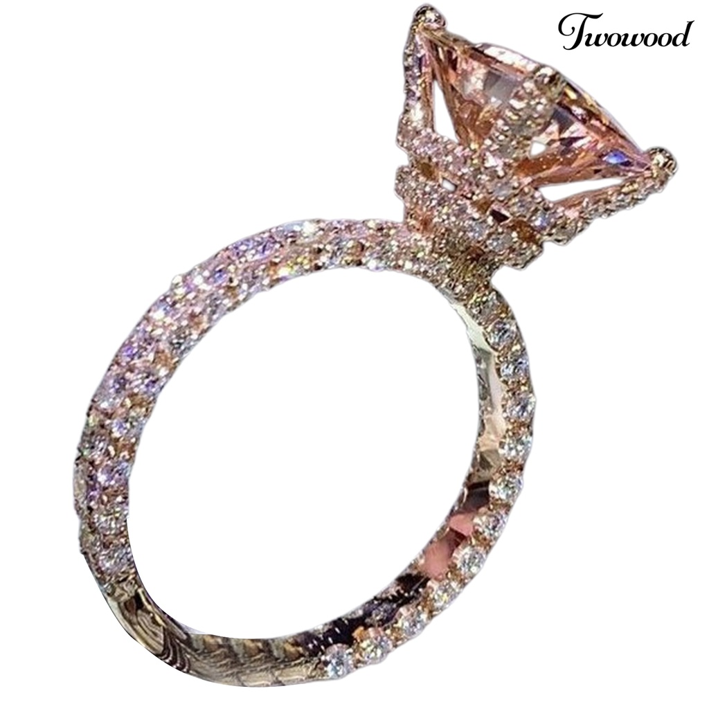 Twowood Women Ring Large Square Cubic Zirconia Jewelry Fashion Appearance Exquisite Finger Ring for Wedding