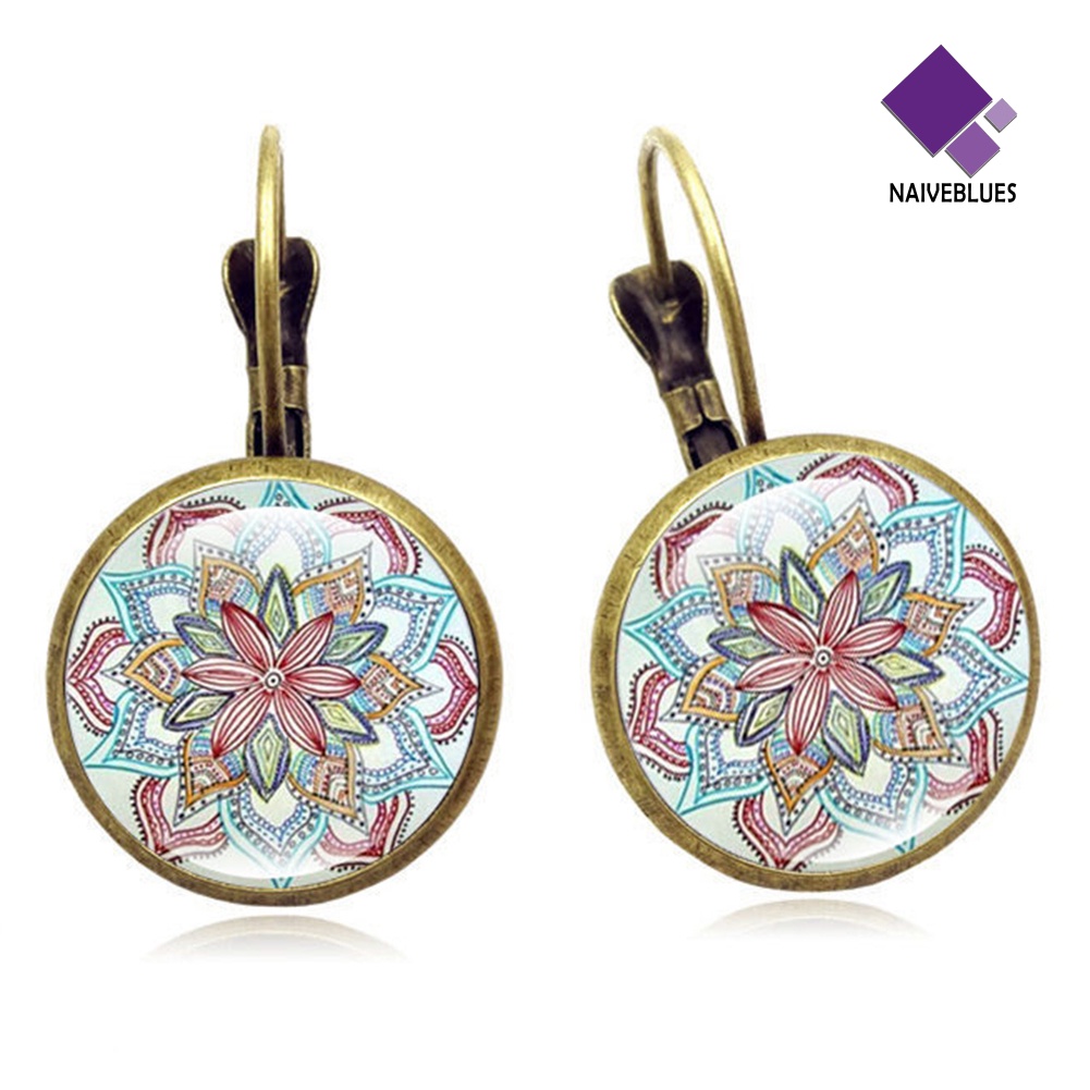 Anting Hook Desain Bunga Mandala Gaya Vintage Unik Untuk Wanita