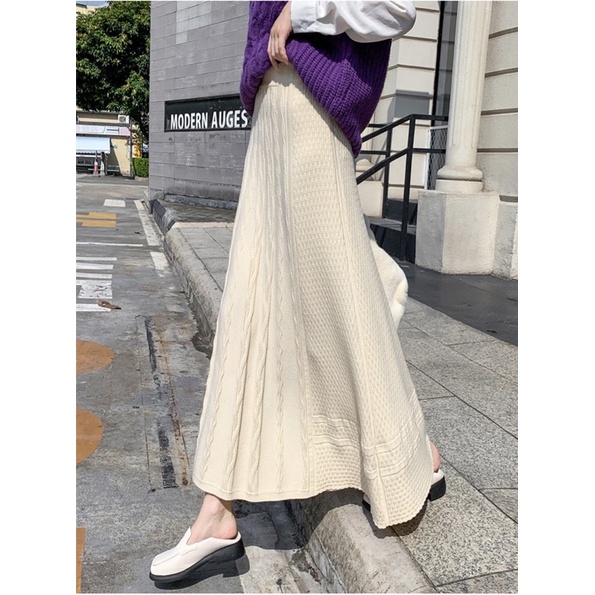 Midi Pleat Knit Skirt Premium ( Rok Rajut Prisket )