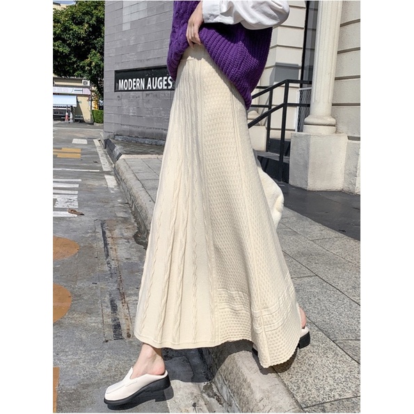 Midi Pleat Knit Skirt Import Premium ( Rok Rajut Prisket )