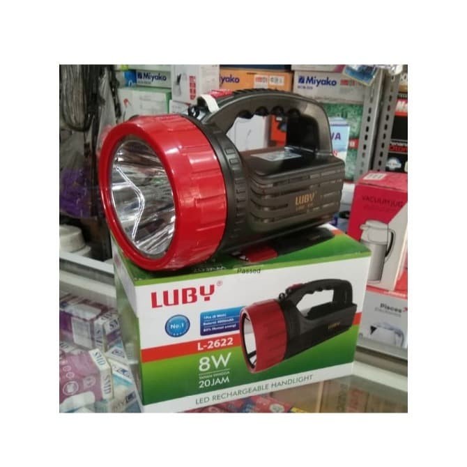 COD SENTER TANGAN LED RECHARGEABLE LUBY 8 WATT L-2622 TAHAN 20 JAM//SENTER TANGAN LUBY L-2622 8 WATT CAHAYA PUTIH