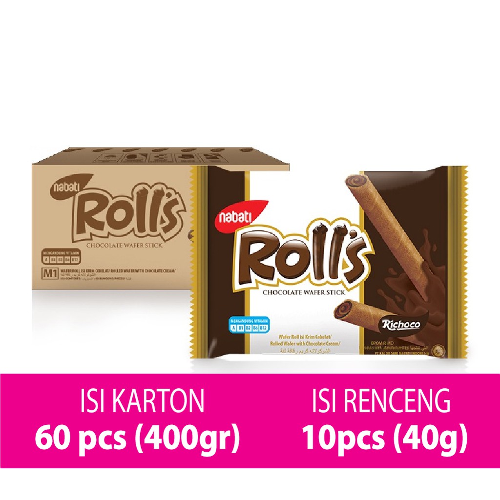 Nabati Richoco Rolls Stick Coklat 40gr (1Rcg-10 pcs ...