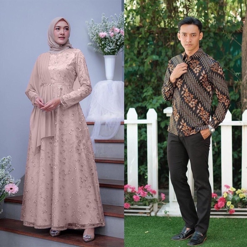 [BATIK COUPLE] Maura Couple - Sania Ruffle Batik Couple ori Ndoro jowi DNT Garansi Termurah Shopee - Couple Farah Bmaystore PASAR TURI