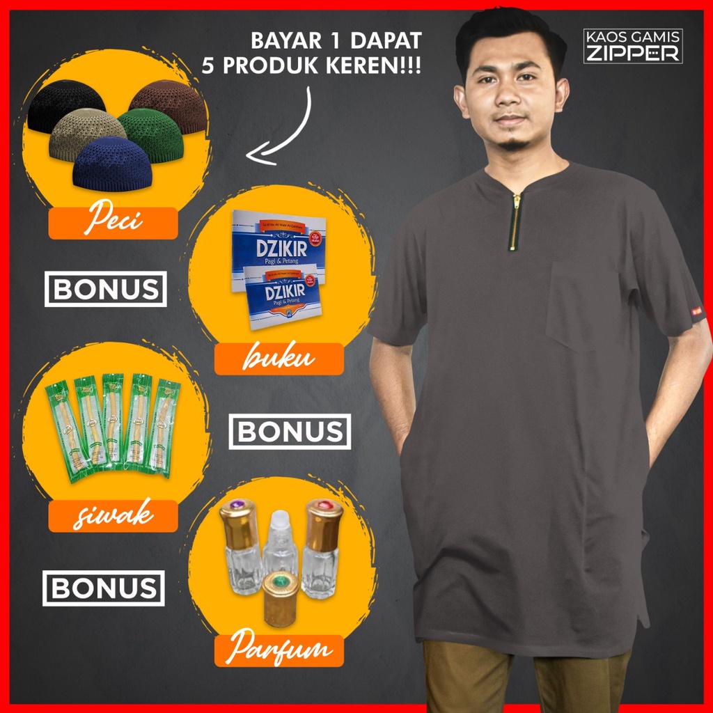 Original - Gamis Zipper Bisa COD