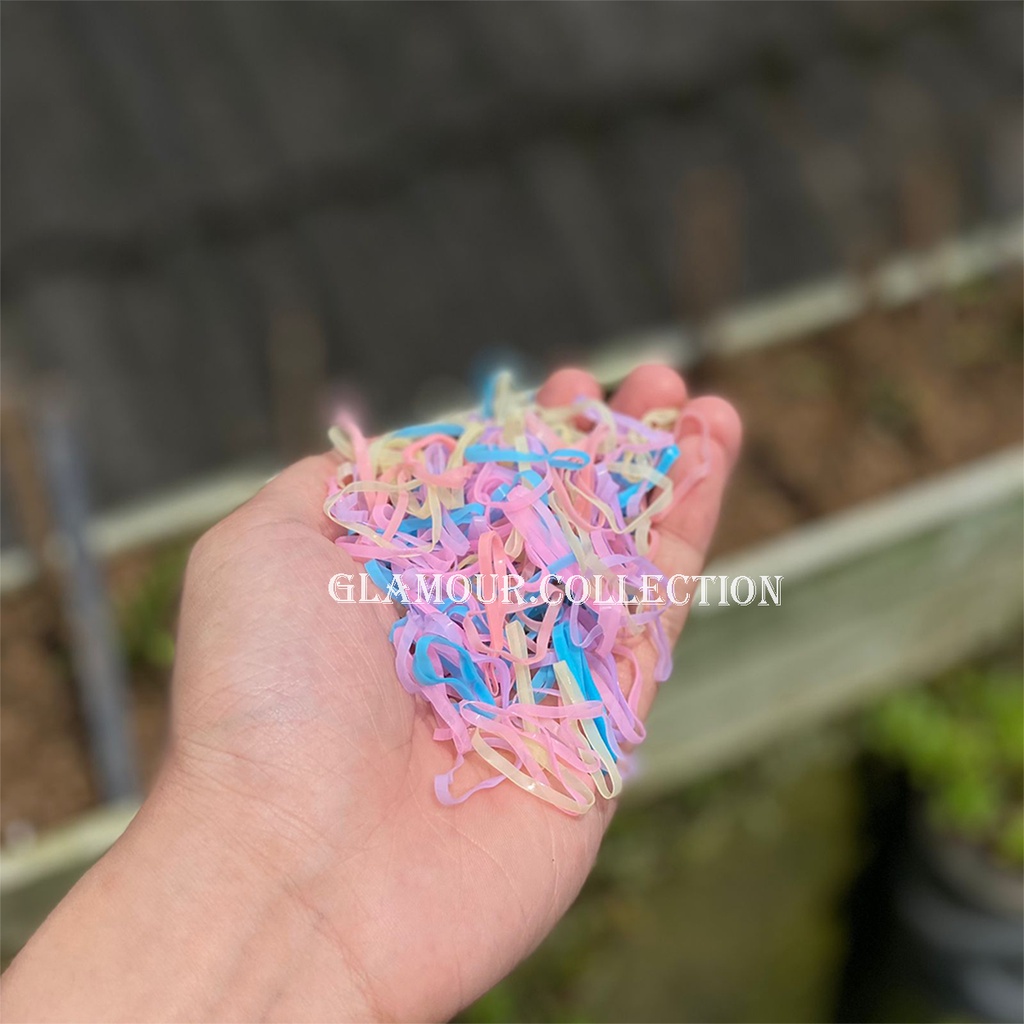[COD] 2000pcs/100gr Ikat atau Kuncir Rambut Karet Jepang Free Pouch Warna MIX/HITAM-Unicorn