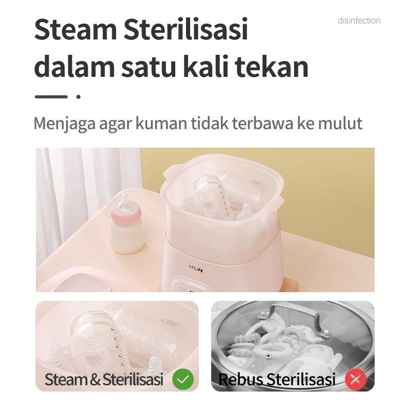 Flife Slow Cooker 1L / Kukusan 6 in 1 Untuk Memasak Bubur Bayi / Makanan Sehat