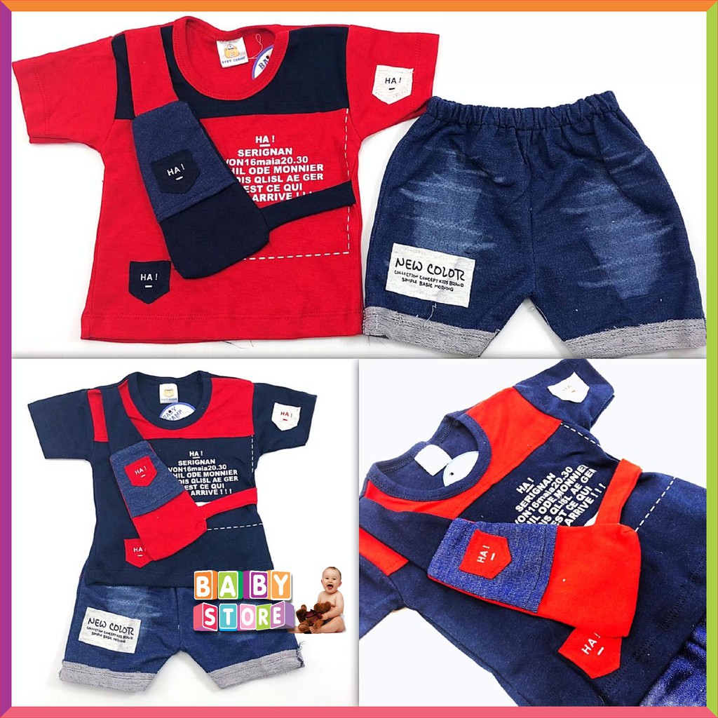 ❤ FashionBabies ❤ SETELAN CELANA PENDEK / SETELAN TOPI BAYI LAKI-LAKI / BABY BOYS PANTS TEE ALLSIZE