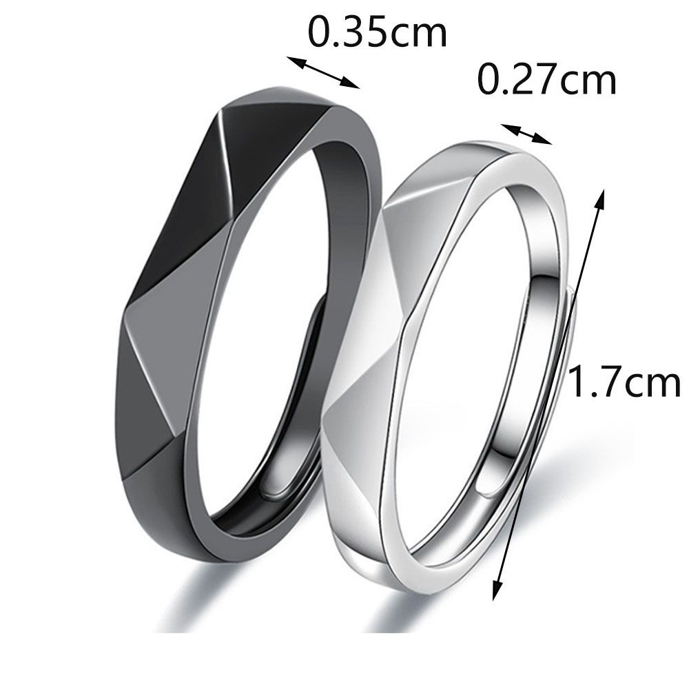 ROW Couple Engagement Ring white Geometric couple rings Creative black Adjustable Simple diamond-shaped/Multicolor