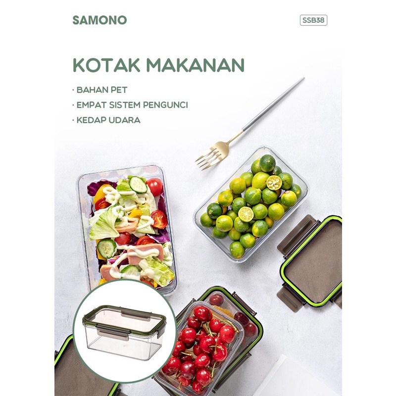 SAMONO Kotak Tempat Makanan Storage Box Food Storage Sealed Box Transparent SSB38