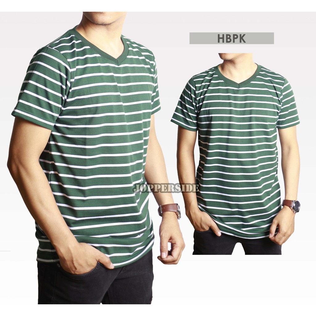 Jopperside kaos salur stripe washing sandwash oblong polos V neck pria wanita kualitas original premium tv1